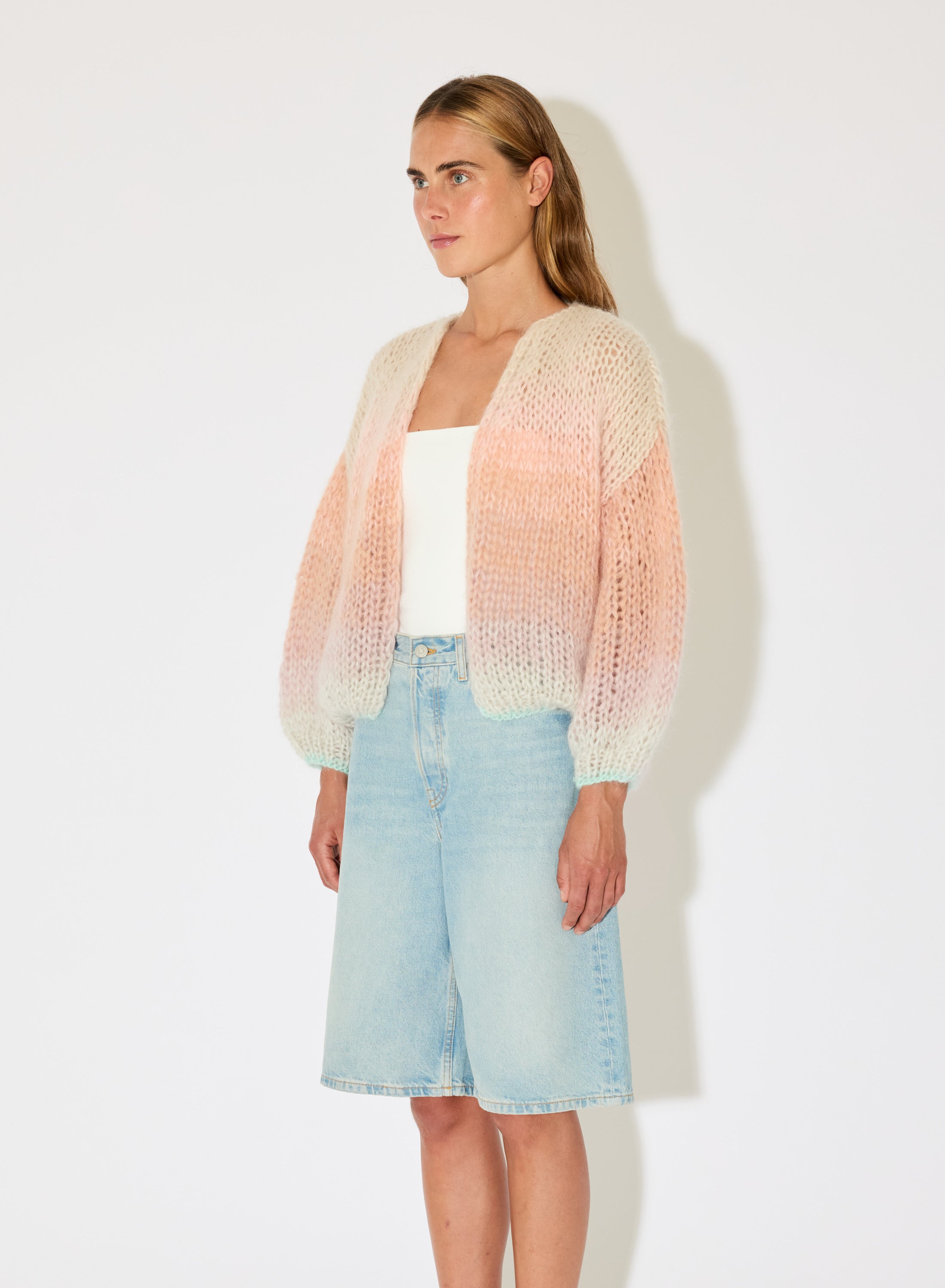 Mohair Bomber Cardigan, Ombre