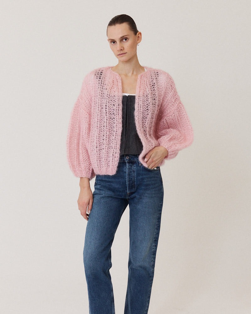 Mohair Ribbed Bomber Cardigan