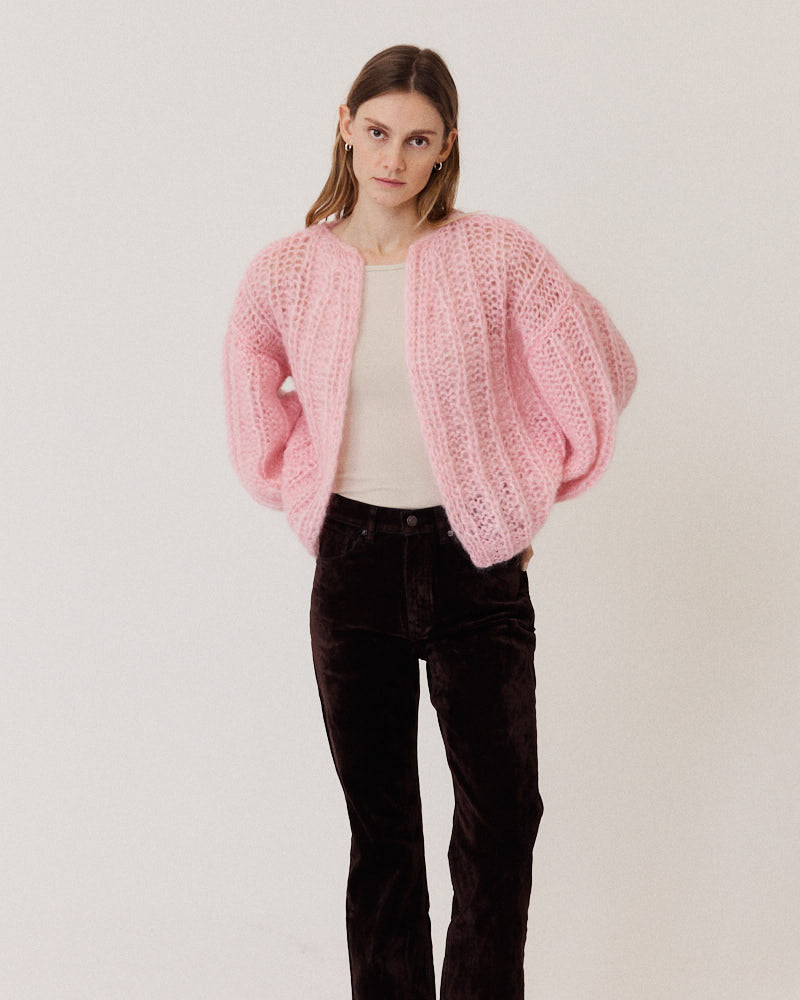 Mohair Ribbed Bomber Cardigan