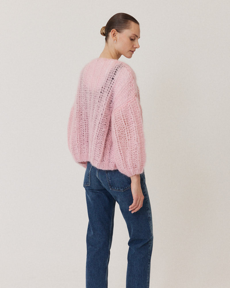 Mohair Ribbed Bomber Cardigan