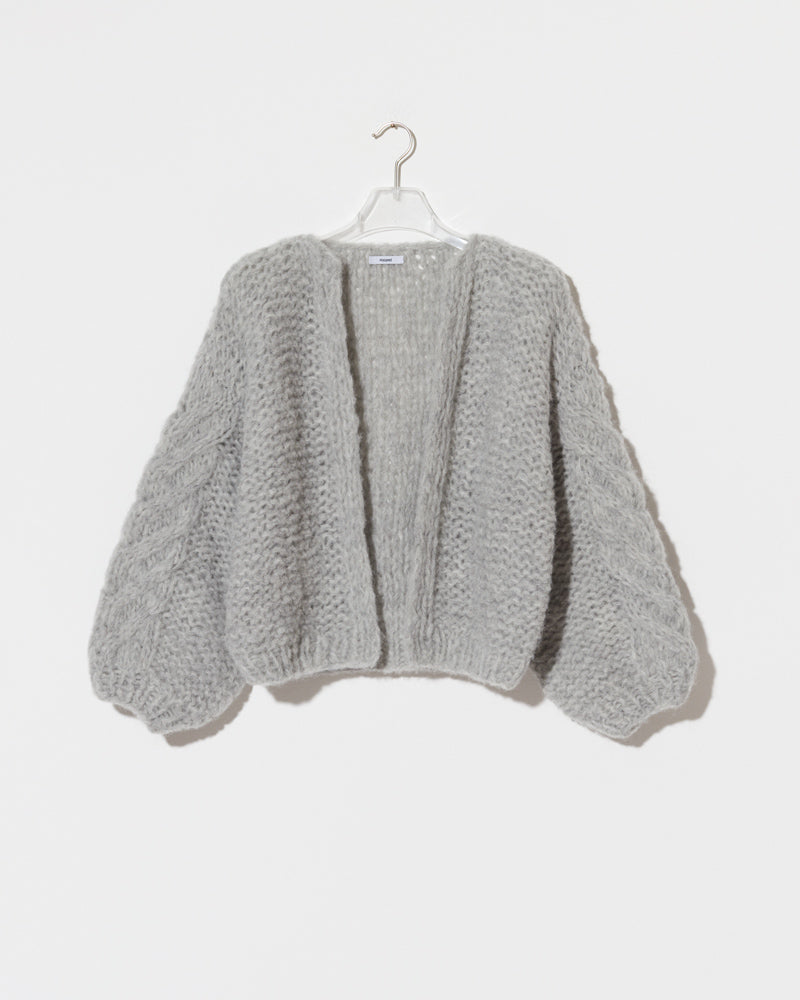 Boxy, voluminous Alpaca Cardigan with cable detail on sleeve in Sweater Grey by Maiami