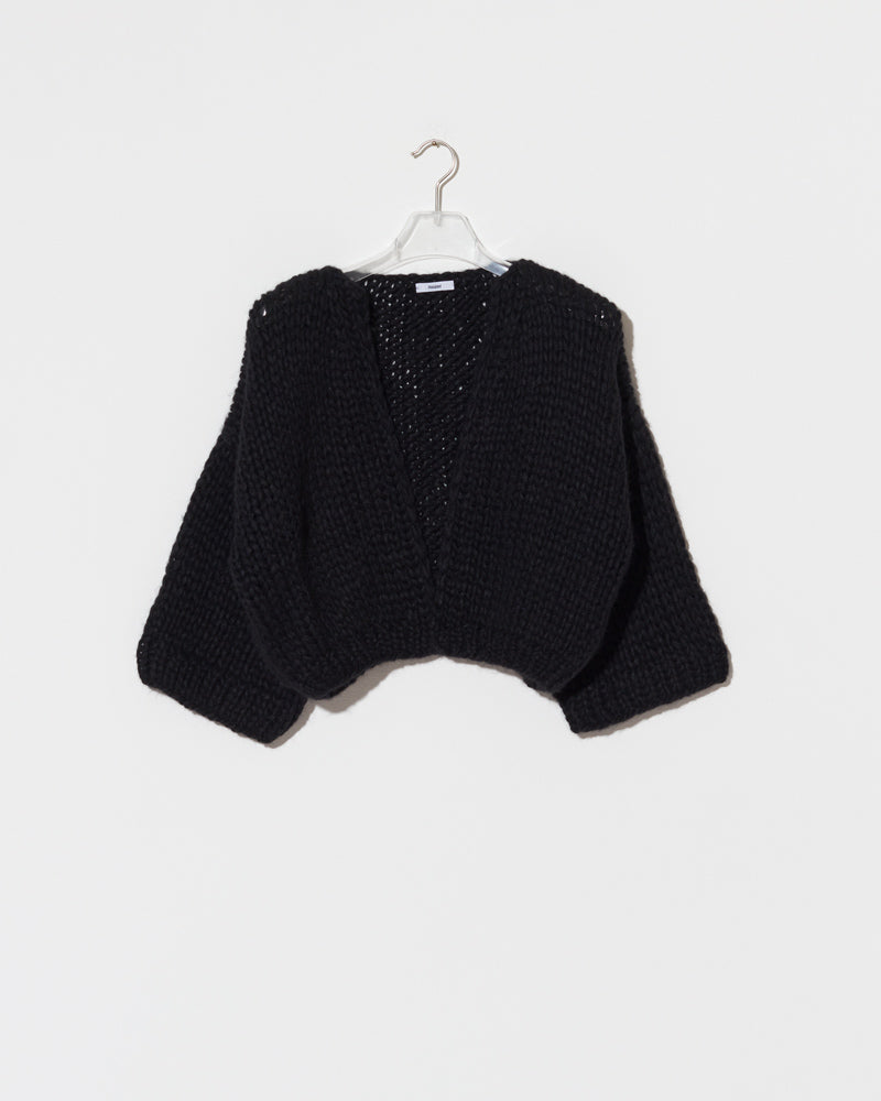 Alpaca Cardigan with 3/4 length sleeves in Black by Maiami