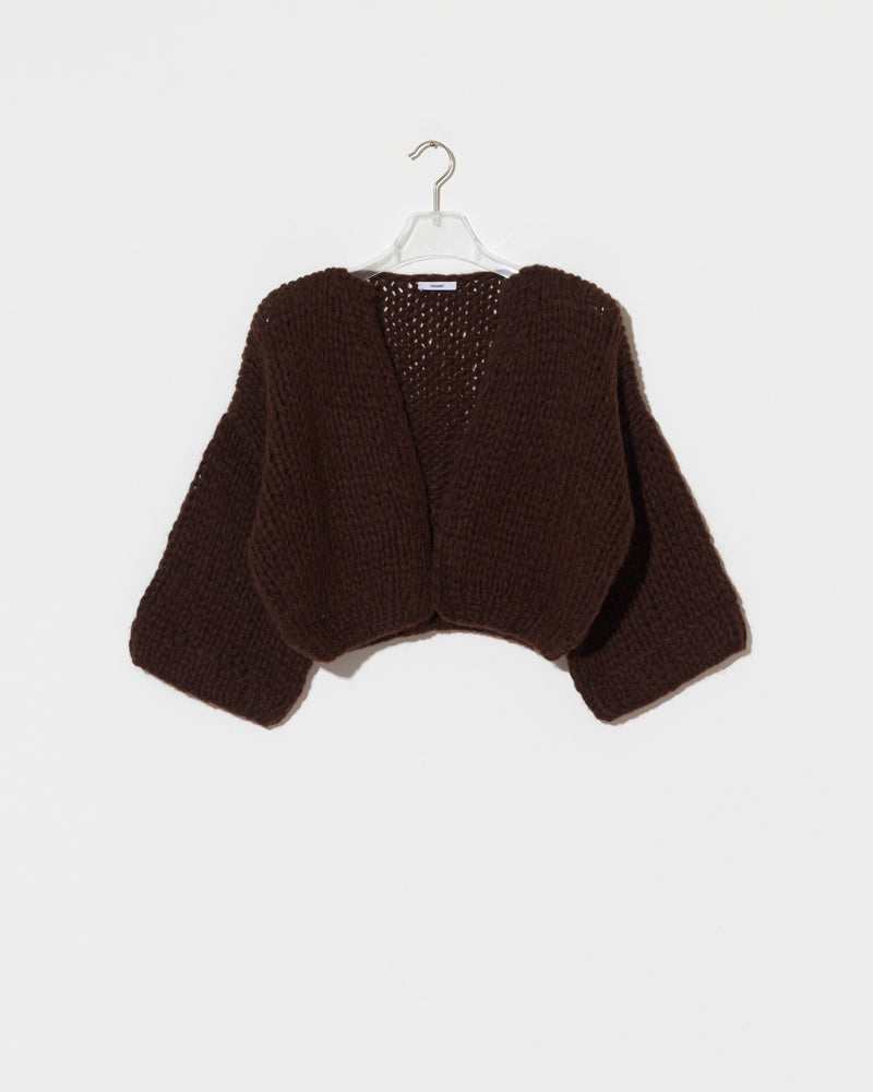 Alpaca Cardigan with 3/4 length sleeves in Brown by Maiami