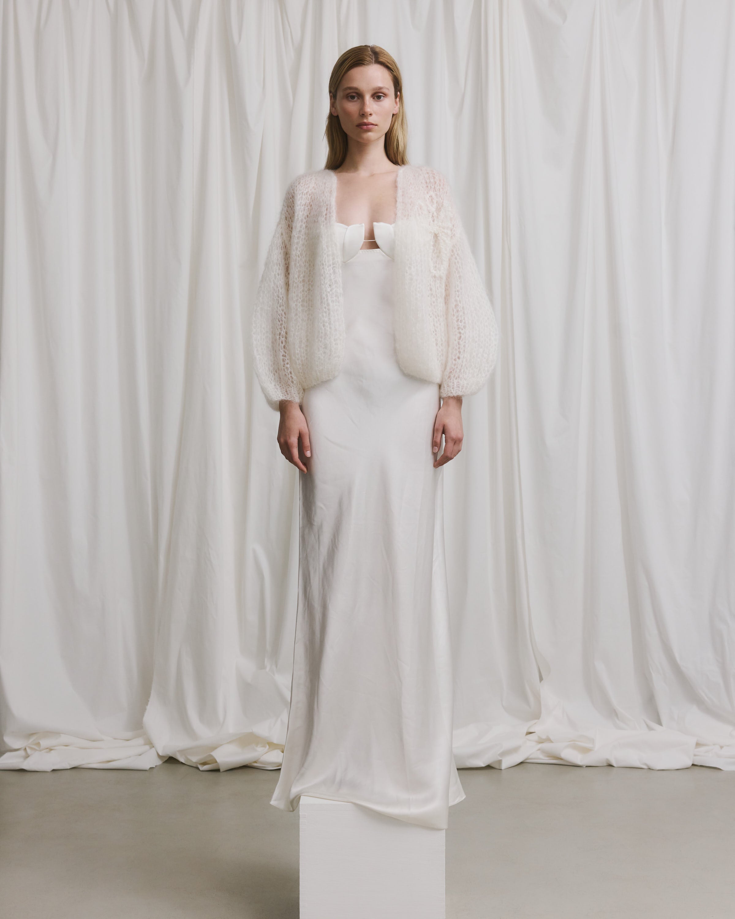 Bridal: Mohair Bomber Light, Bee Embroidery