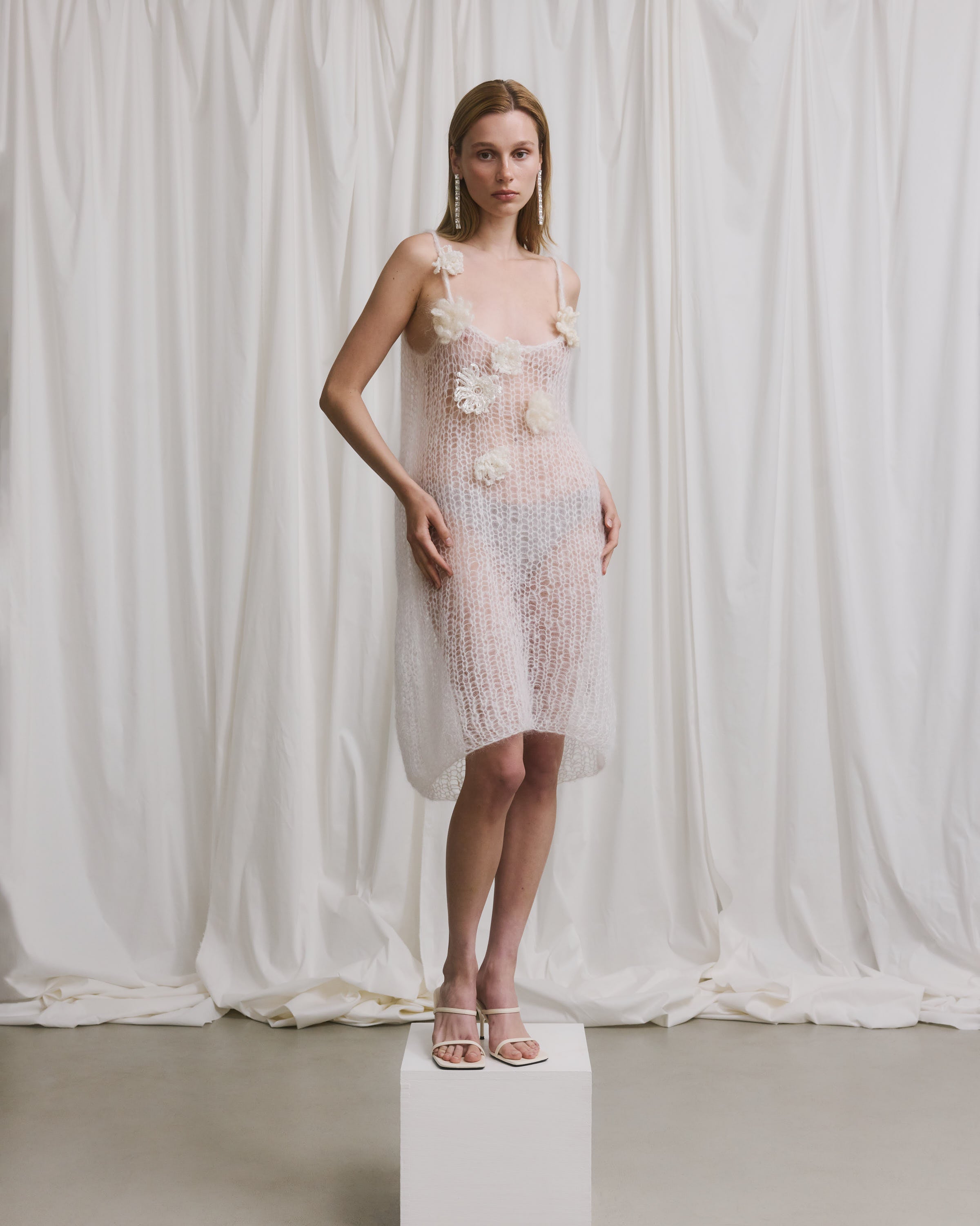 Bridal: Mohair Dress Flower Embroidery