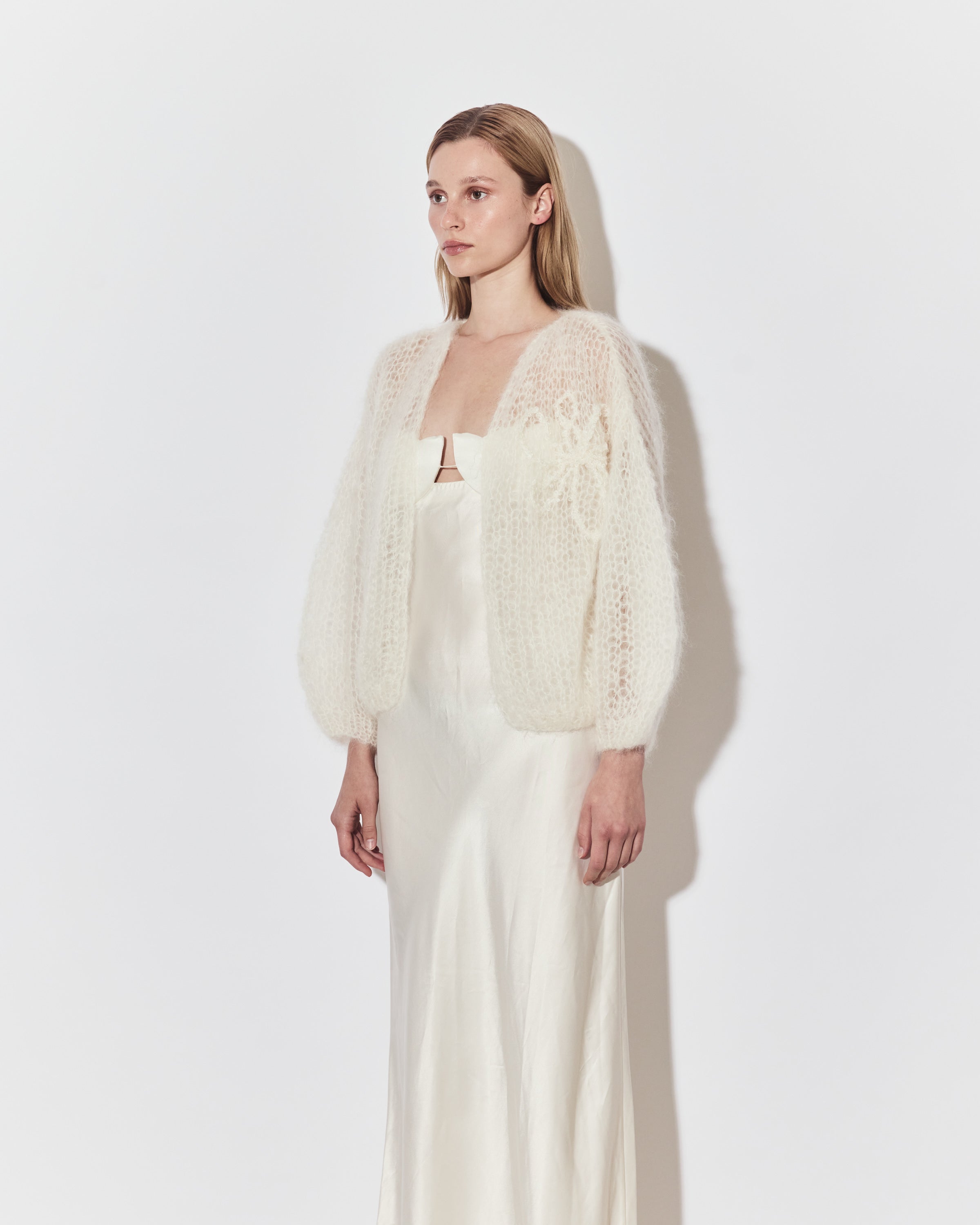 Bridal: Mohair Bomber Light, Bee Embroidery