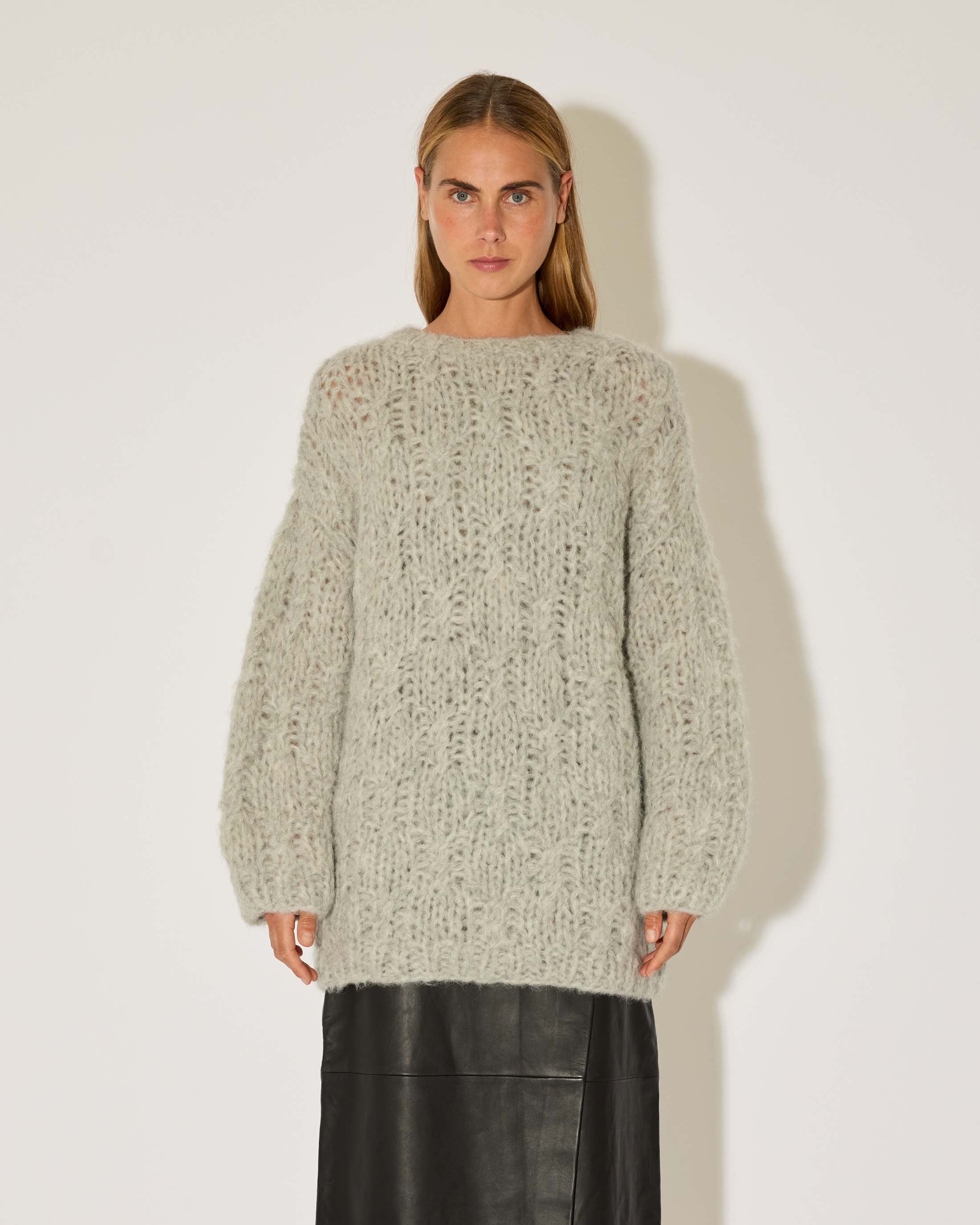 Fleecy Alpaca Oversized Cable Pullover