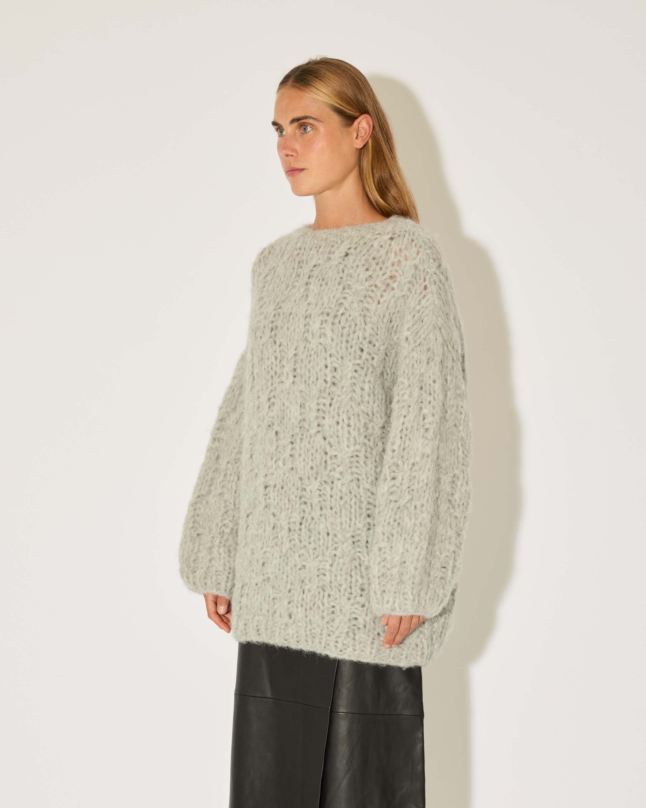 Fleecy Alpaca Oversized Cable Pullover
