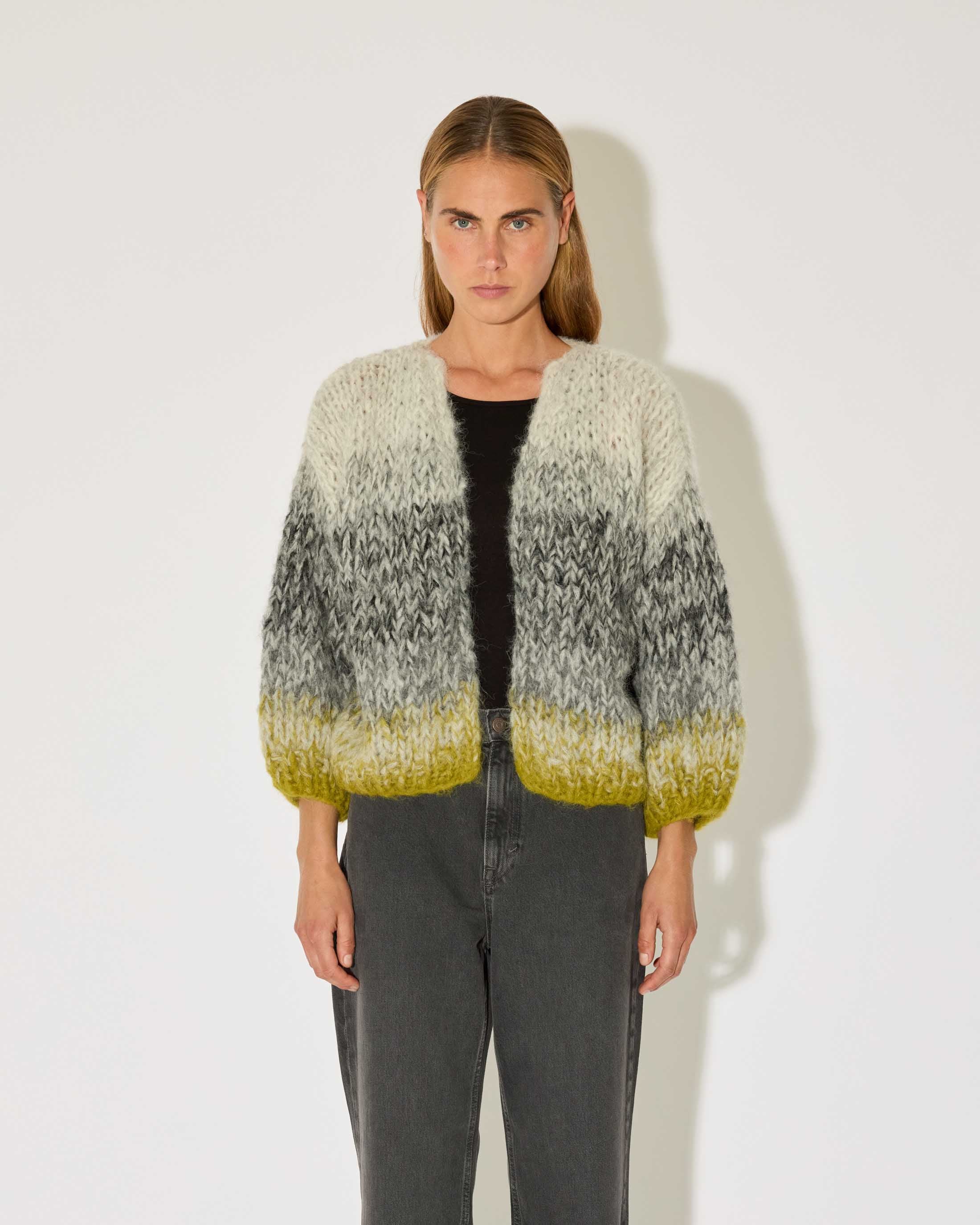 Fleecy Alpaca Ombre Bomber Cardigan