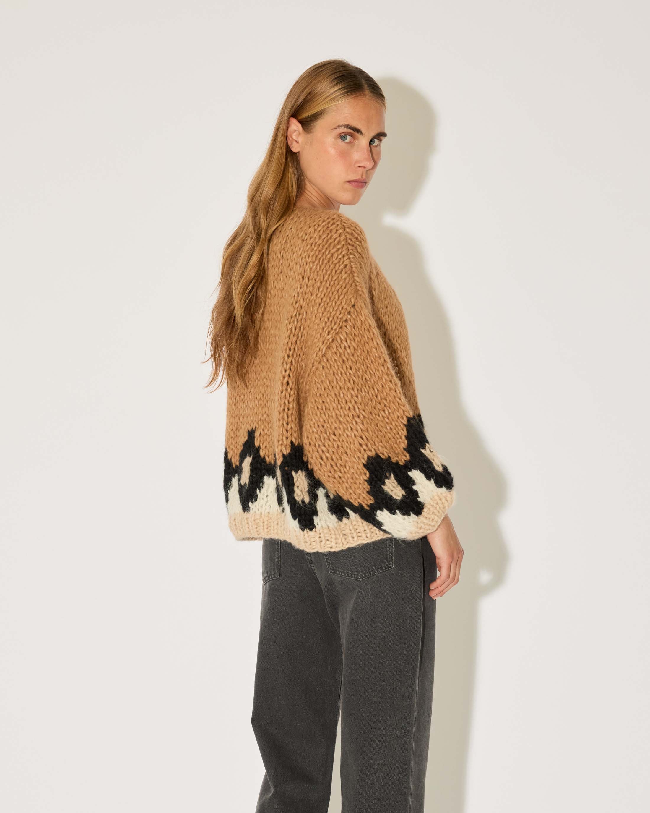 Alpaca Mix Intarsia Bomber Cardigan