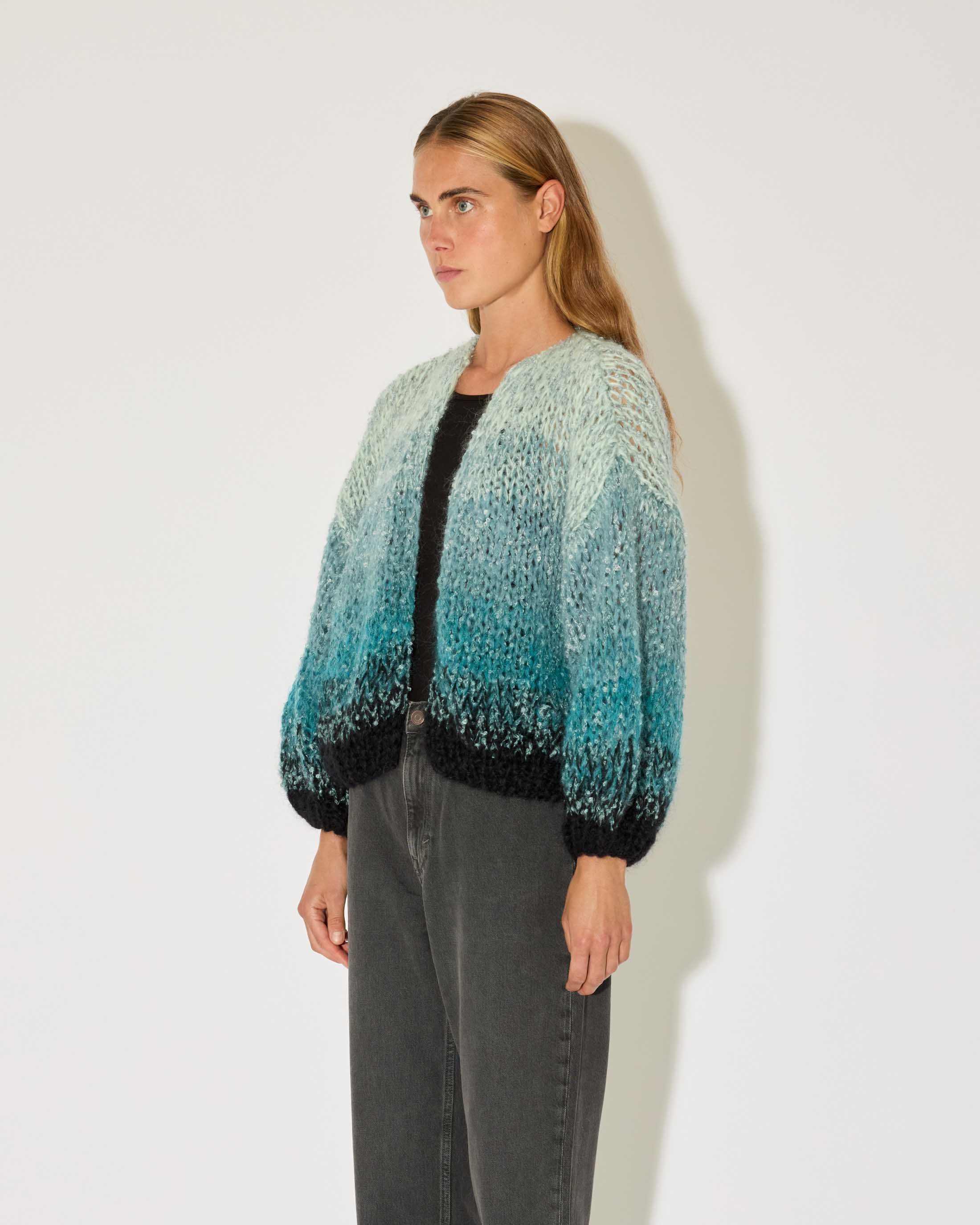 Boucle Mix Ombre Bomber Cardigan