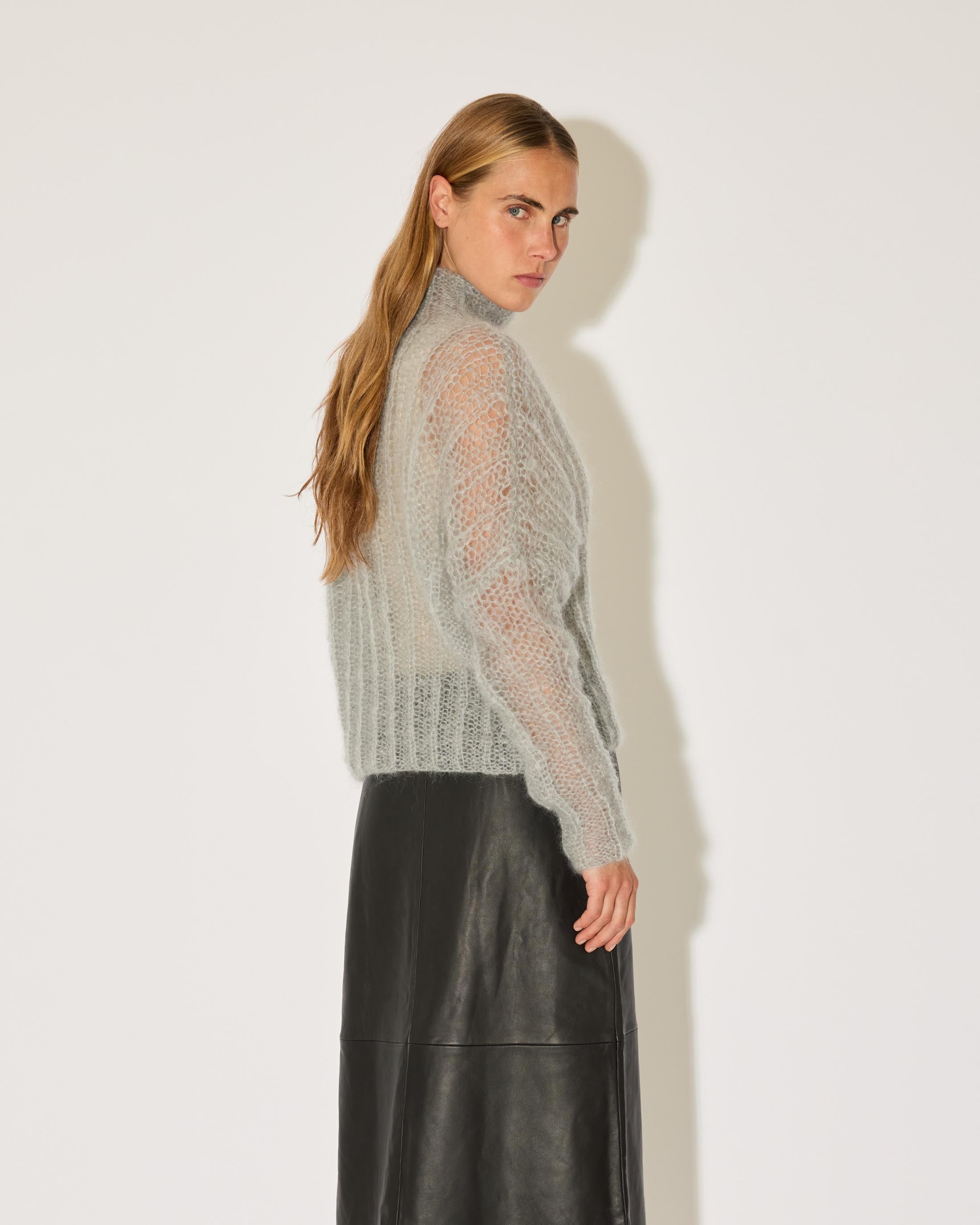 Mohair Ribbed Turtleneck Pullover