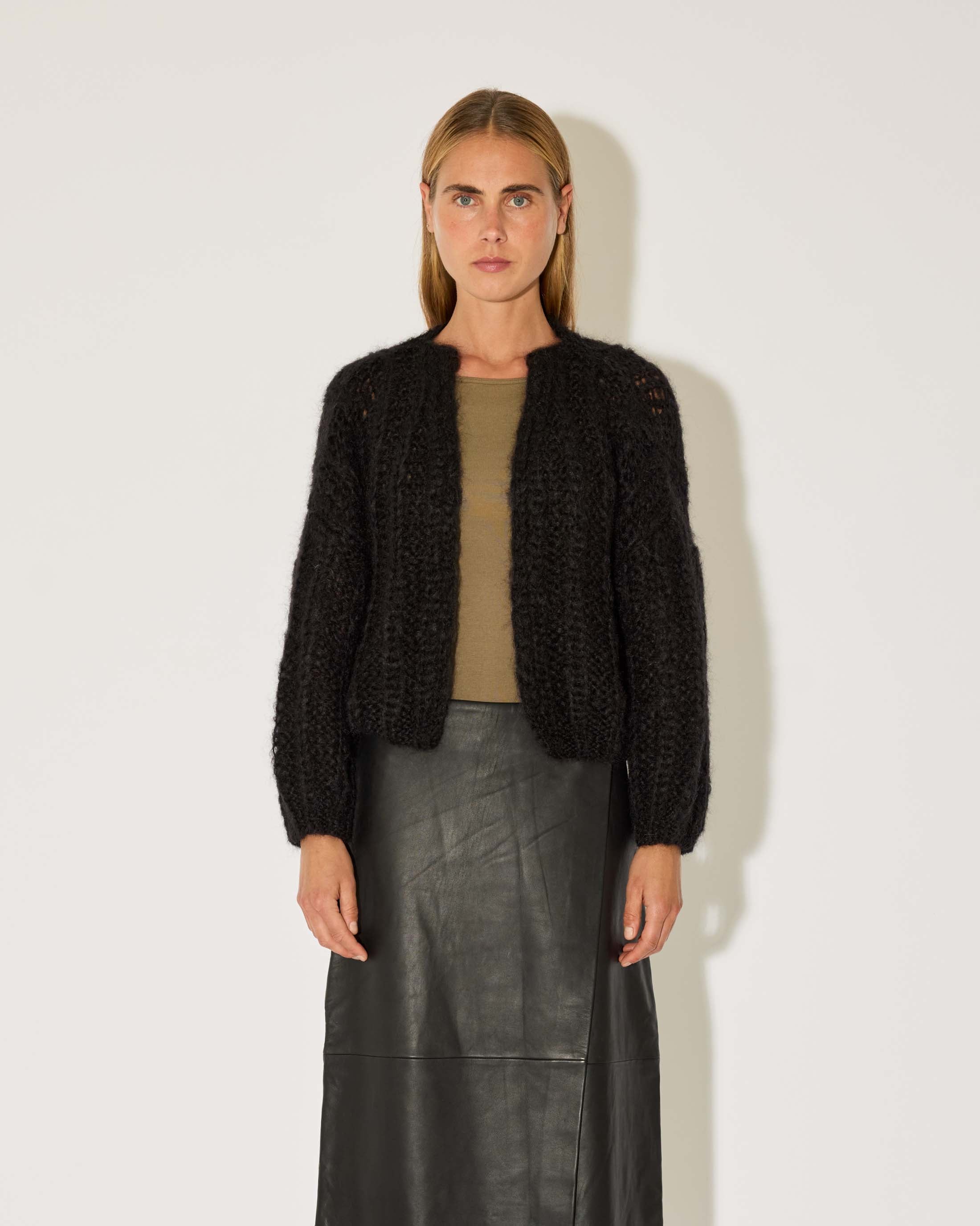 Mohair Ribbed Bomber Cardigan