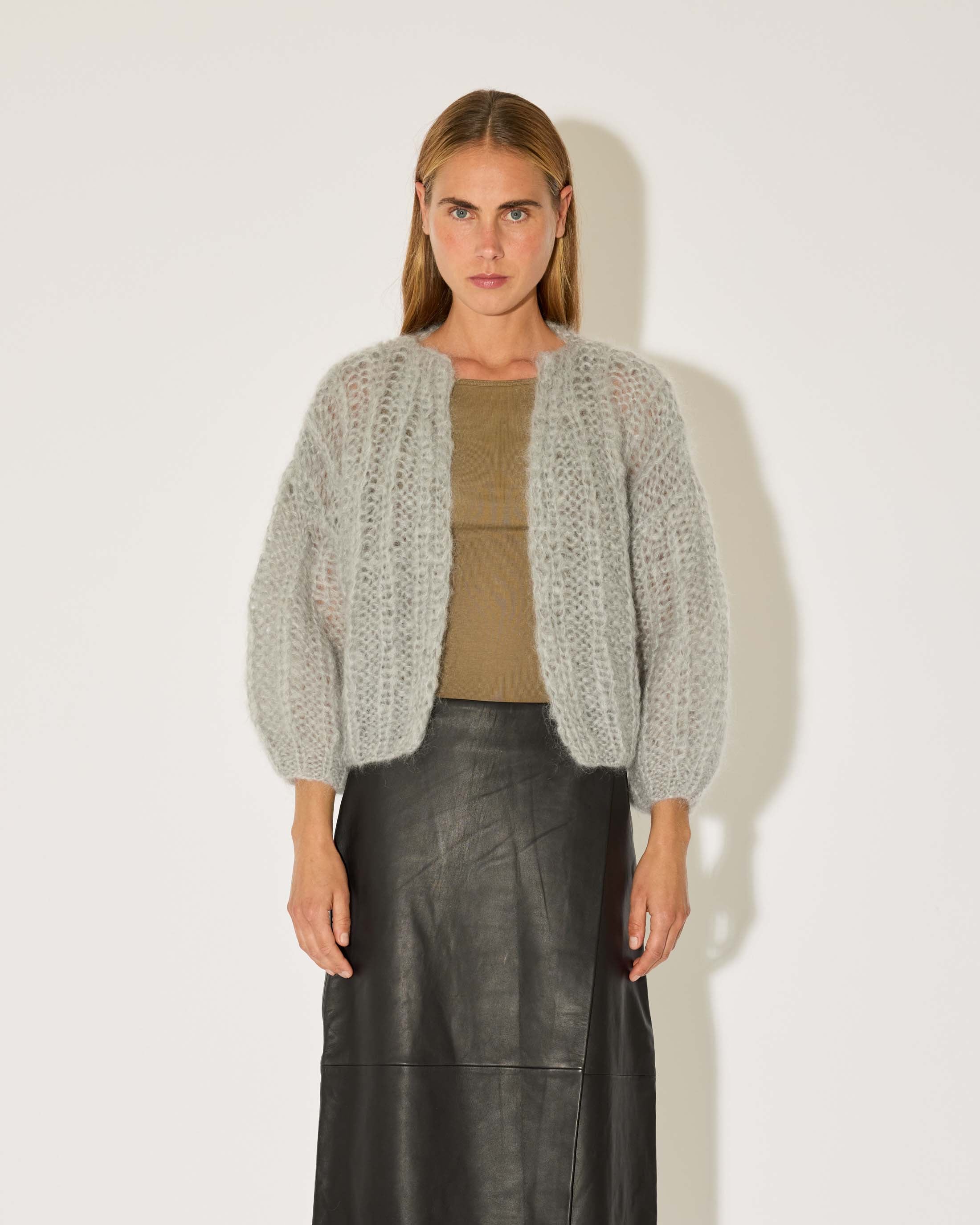 Mohair Ribbed Bomber Cardigan
