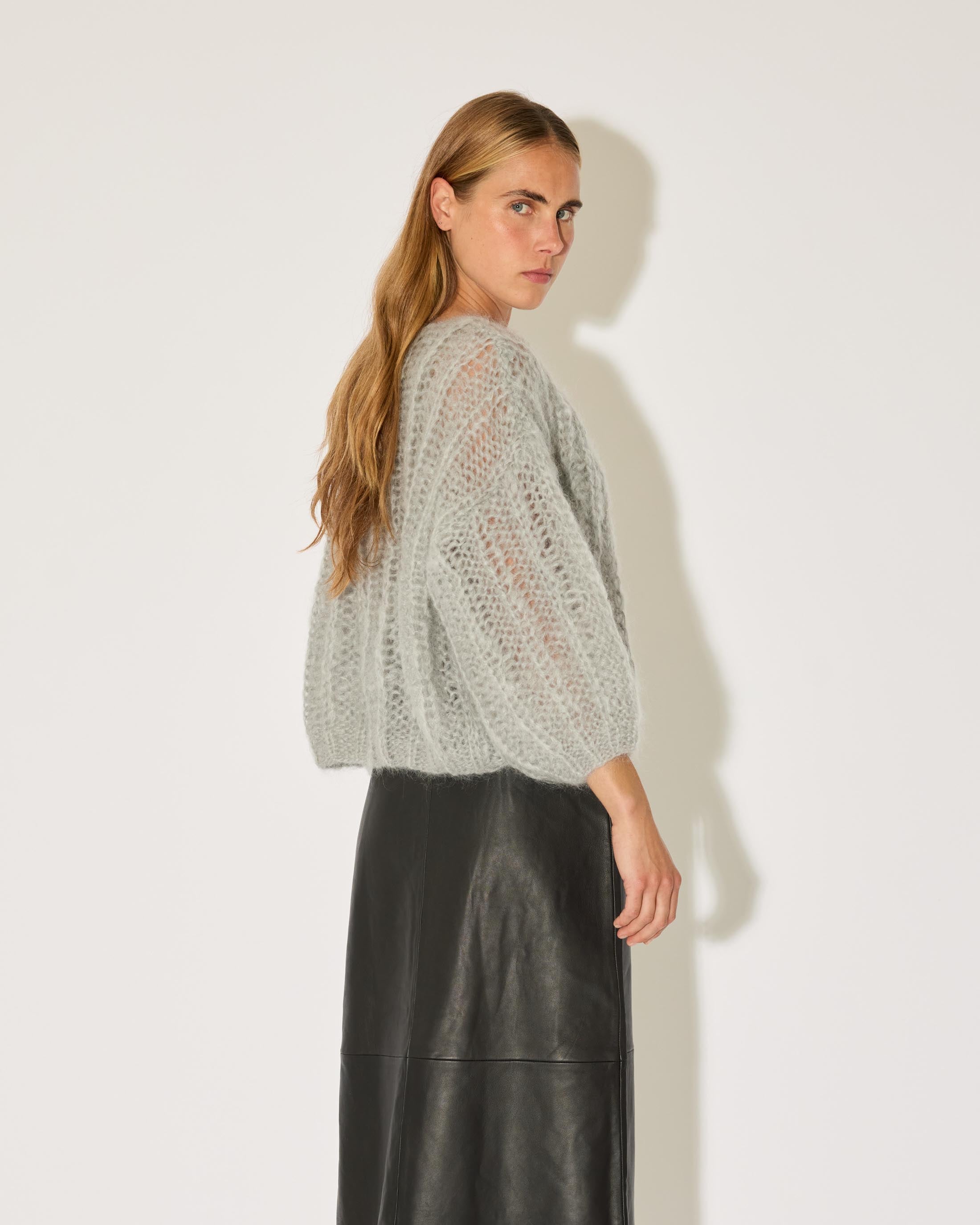 Mohair Ribbed Bomber Cardigan