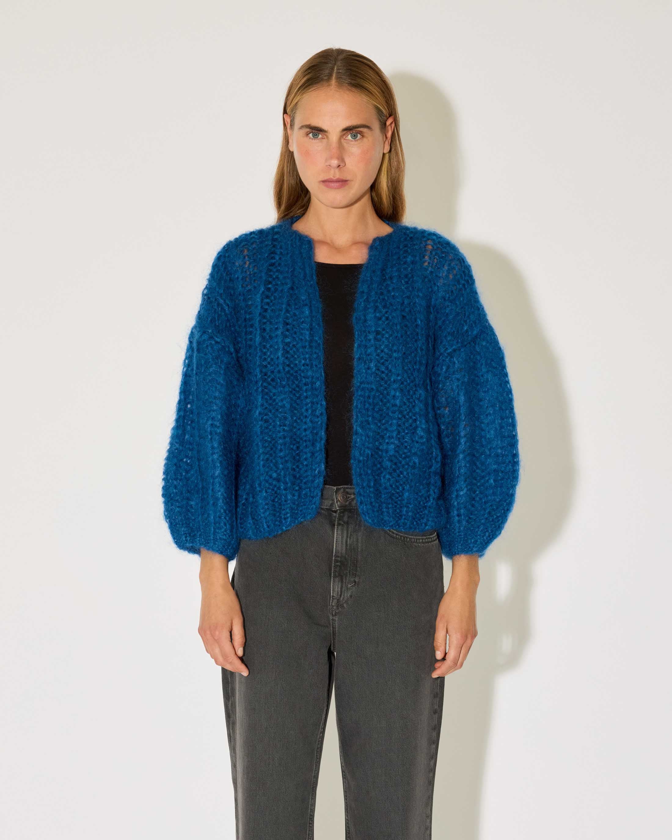 Mohair Ribbed Bomber Cardigan