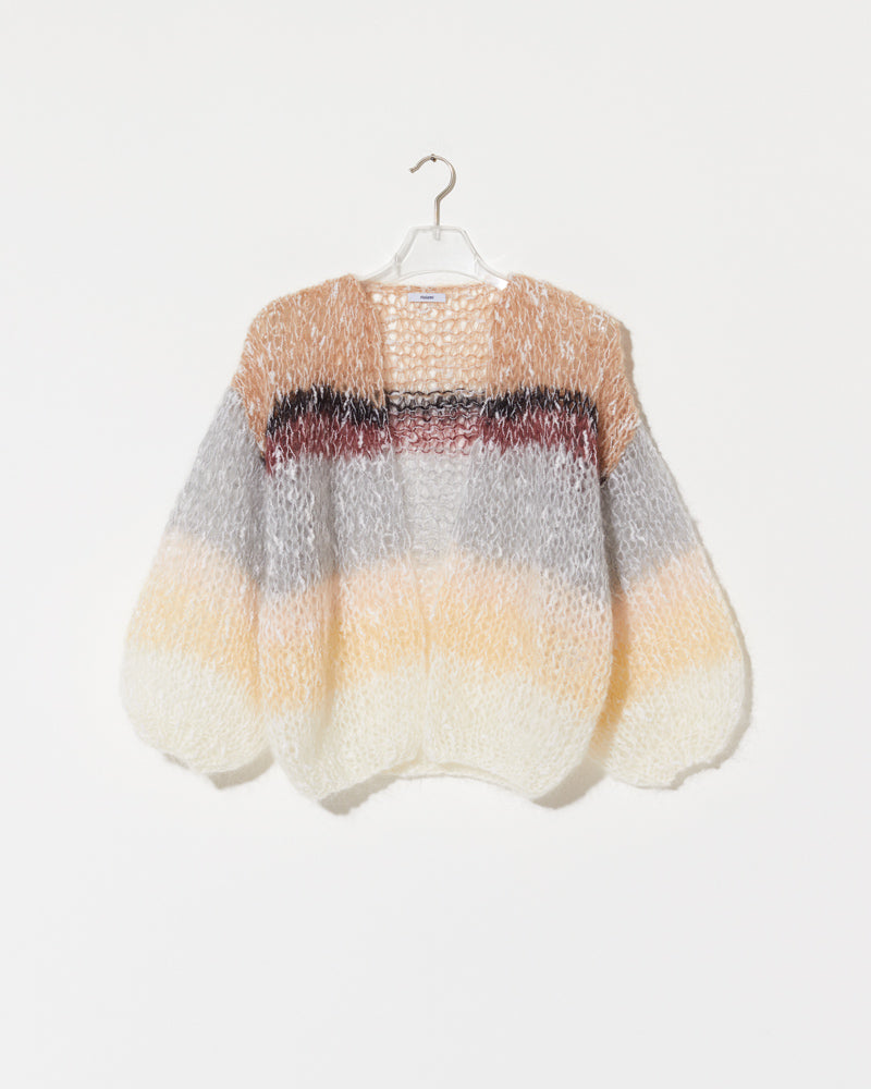 Striped bouclé bomber jacket with textured knit, by Maiami, Spring 2025