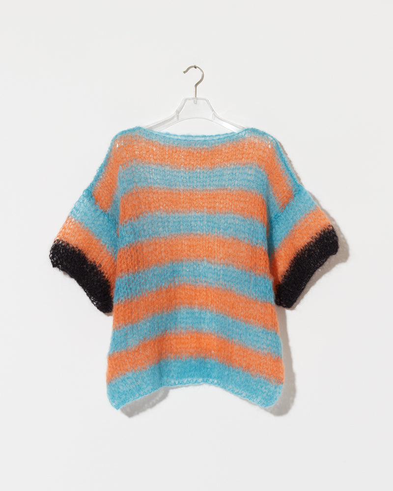 Long striped mohair t-shirt inspired by basketball jerseys, Spring 2025
