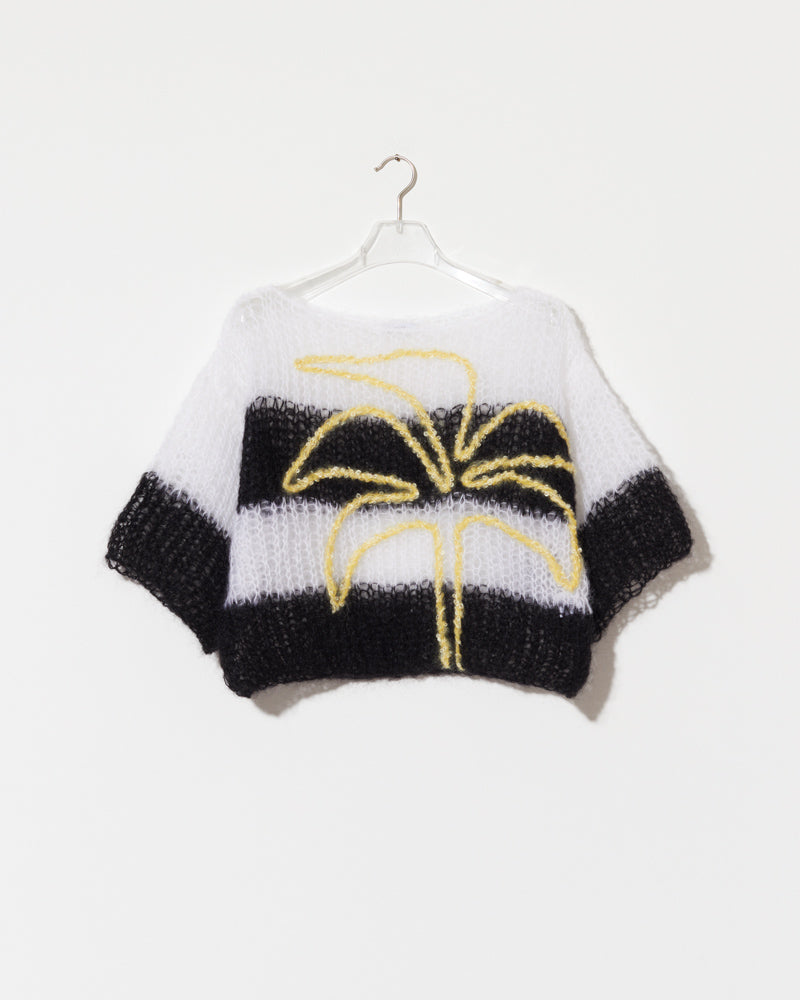 Palm tree embroidered light mohair t-shirt by Maiami, Spring 2025