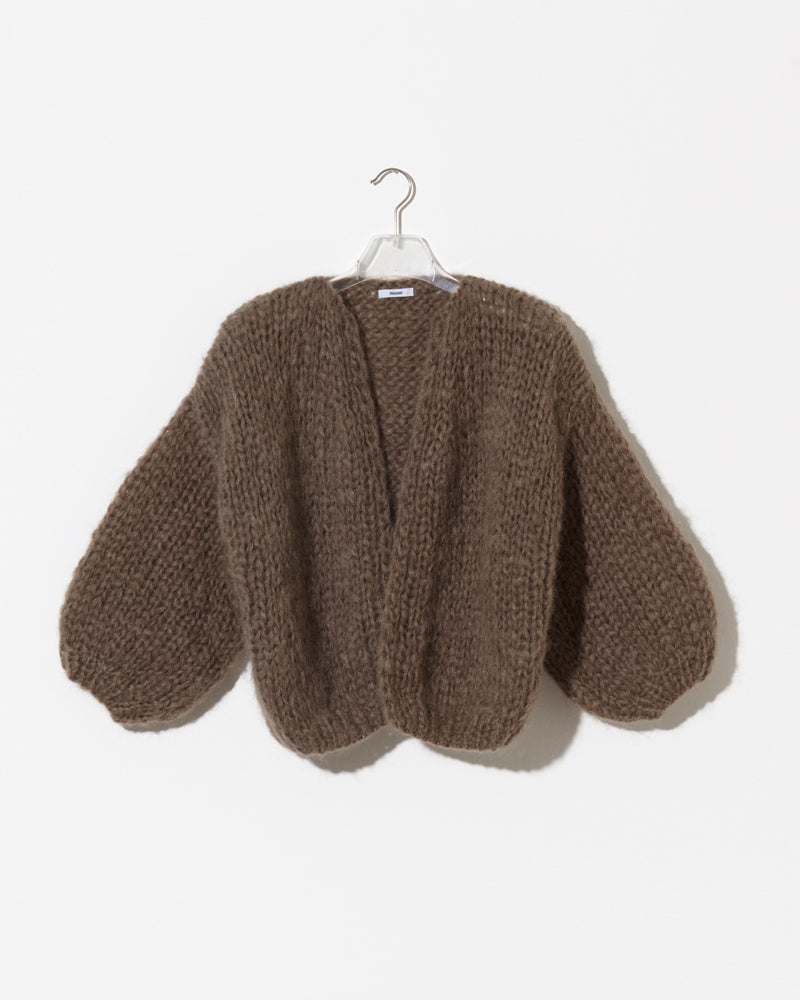 Mohair cardigan womens in brown.