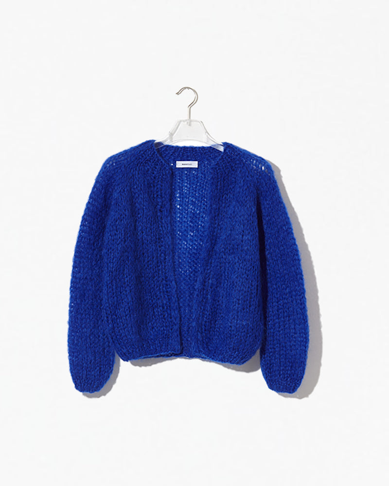 Cardigan in royal blue.