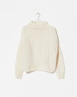 Frontal product view of new in Alpaca Turtleneck Pullover in the color 'Creme 10'