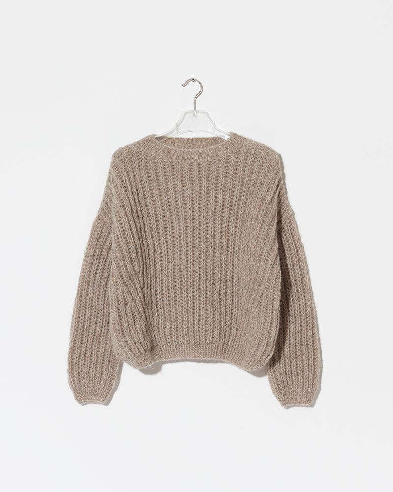 Frontal product view of new in Alpaca Brioche Pullover in the color 'Greige ZQ03'