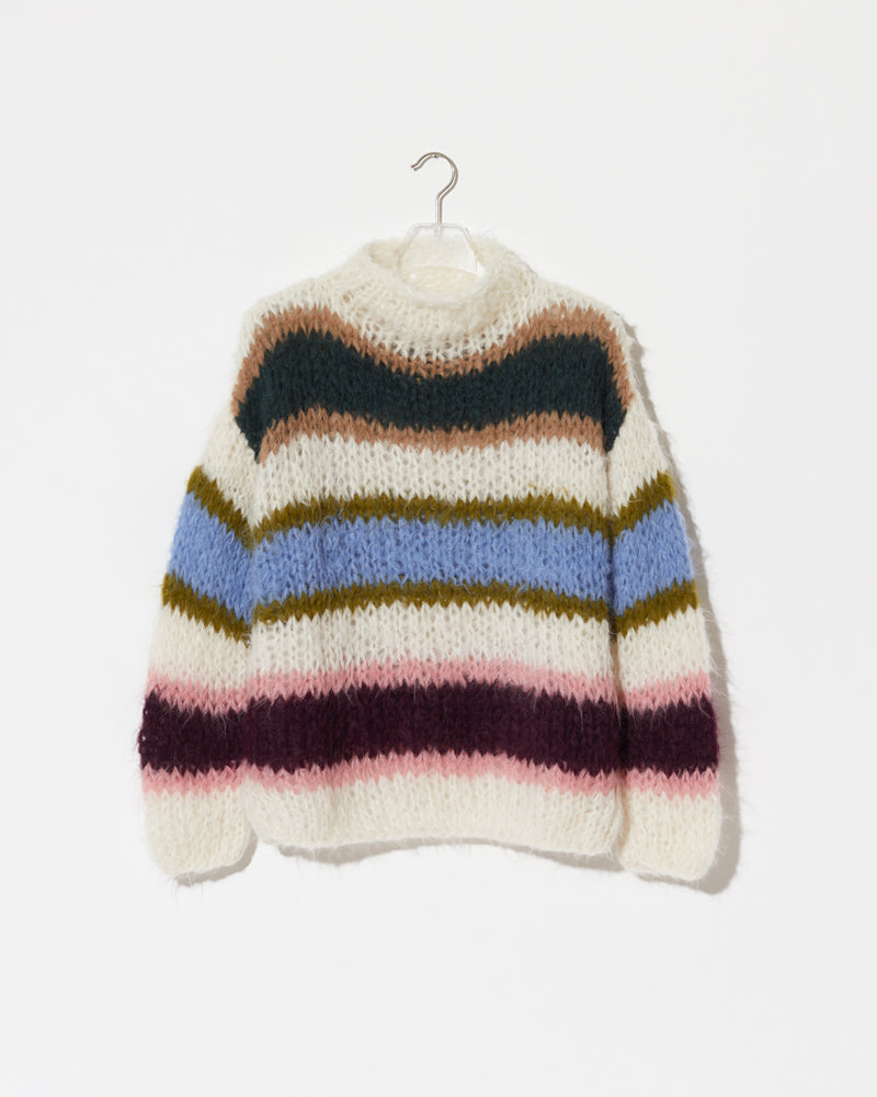 Alpaca Slim Pullover Double Stripe