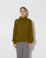 Frontal product view of new in Alpaca Turtleneck Pullover in the color 'Khaki L509'