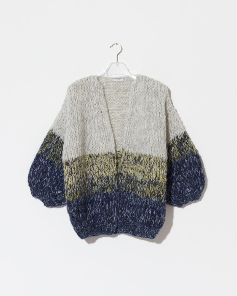 Maiami Alpaca Cardigan in ombre style in navy.