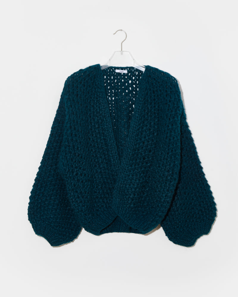 Alpaca Pearl Pattern Bomber Cardigan