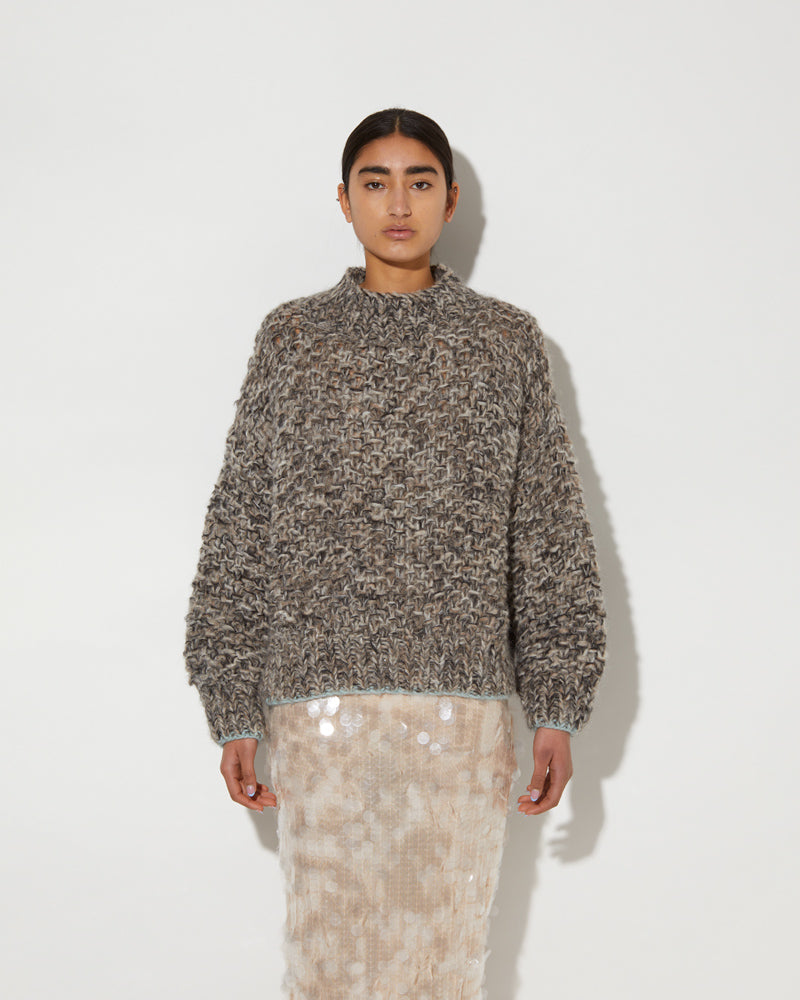 Maiami knitted alpaca pullover with turtleneck in dark melange.