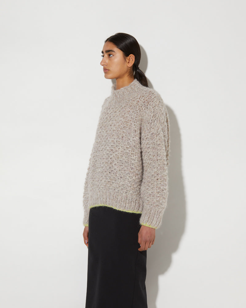 Maiami knitted Alpaca sweater with pearl pattern and turtleneck.