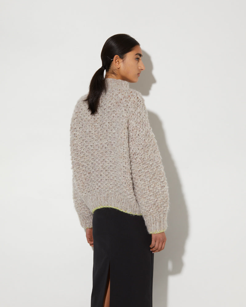 Back view of Maiami Alpaca Sweater with turtleneck.