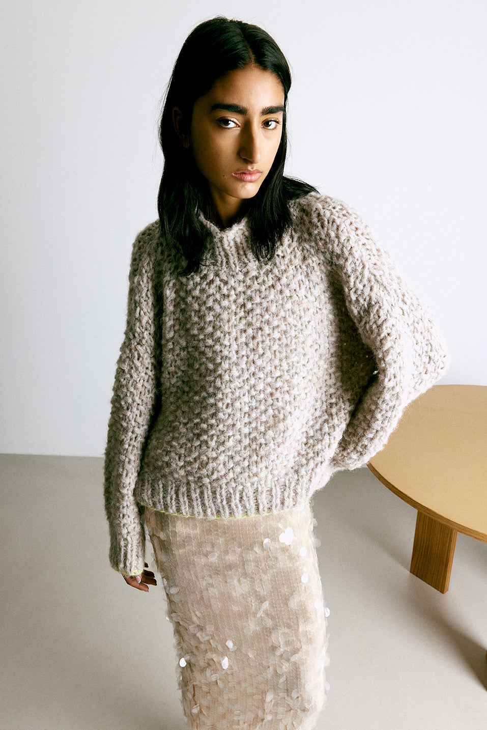 Maiami fleecy Alpaca pullover with turtleneck.