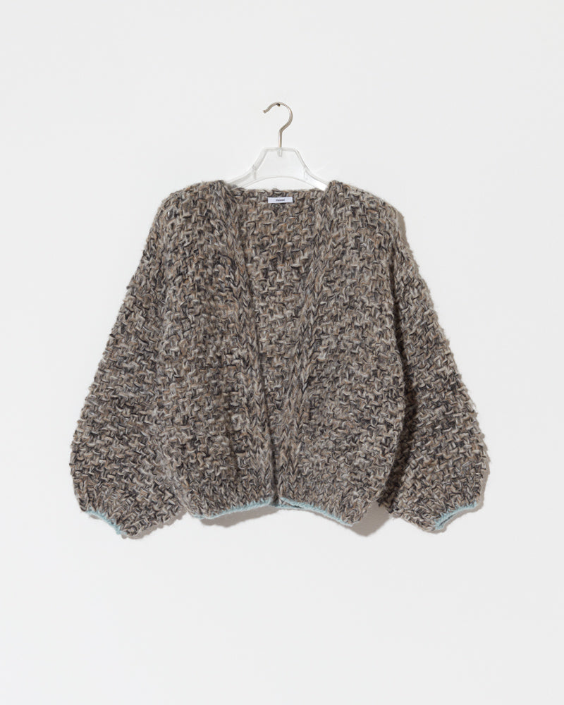 Maiami knitted alpaca cardigan in dark melange.