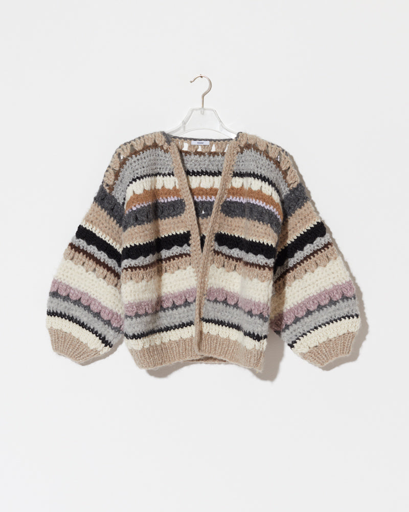 Maiami Alpaca Cardigan, crochet and with stripes.