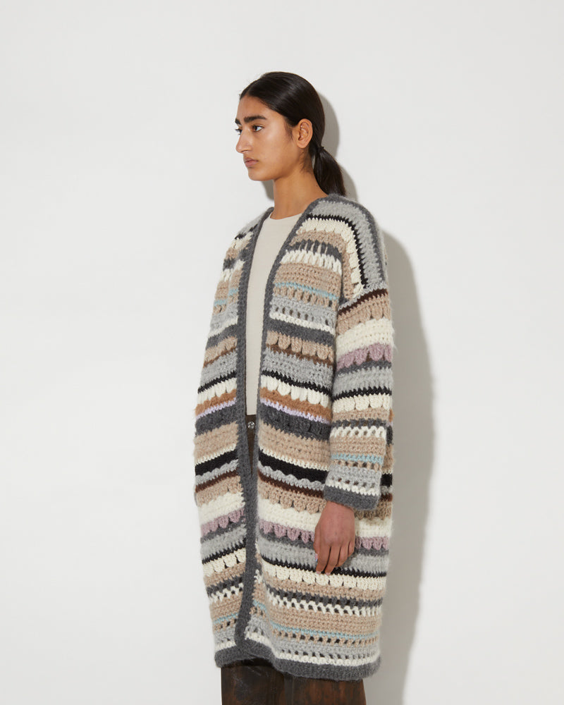 Maiami hand-knittes Coat. Knitwear long cardigan.