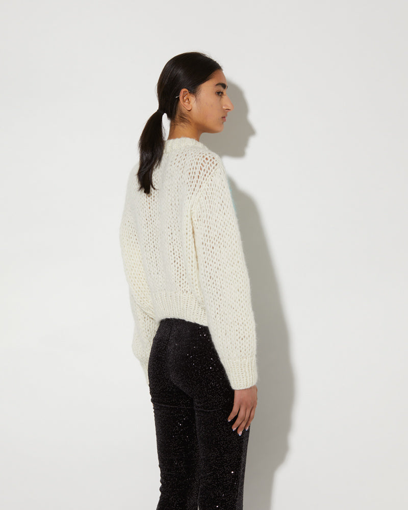 Maiami hand-knitted Alpaca pullover in white.