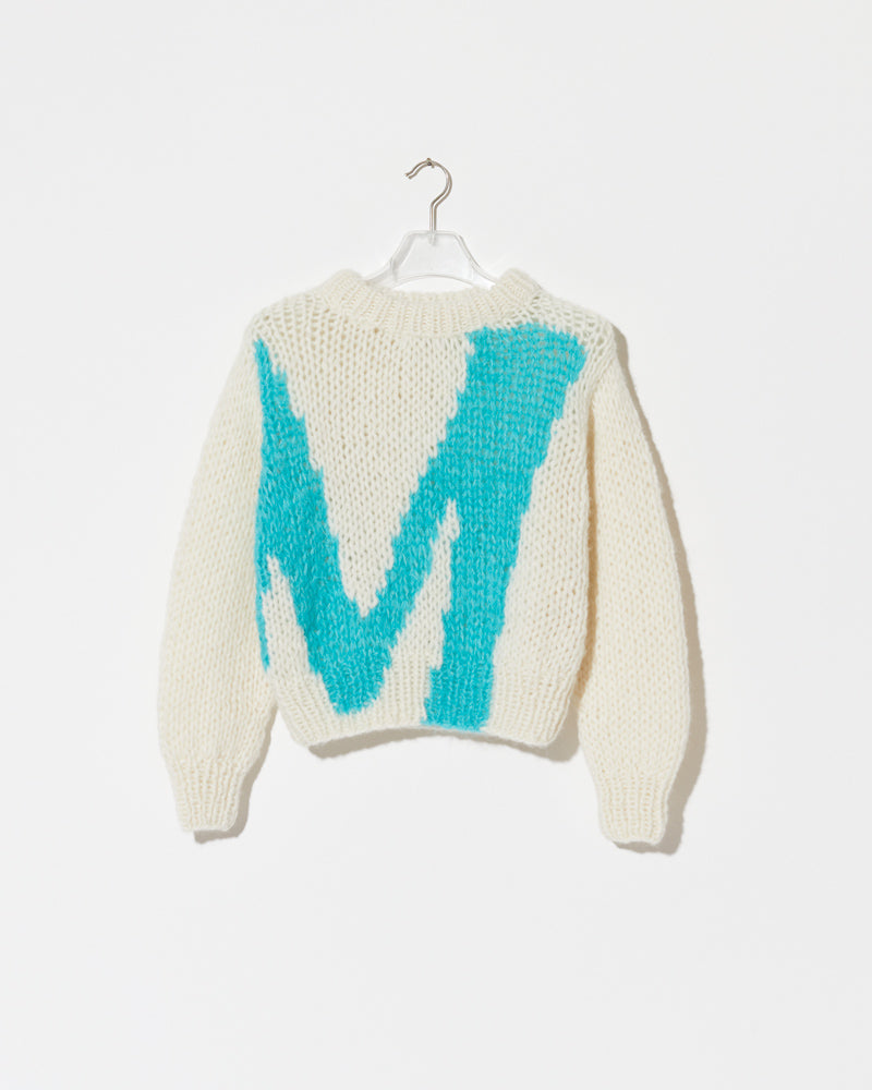 Maiami Alpaca pulli with letter M. Highlight in mint.