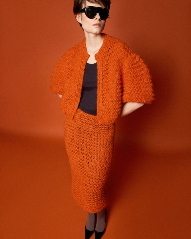 Fleecy Alpaca Puffy Short Sleeve Cardigan