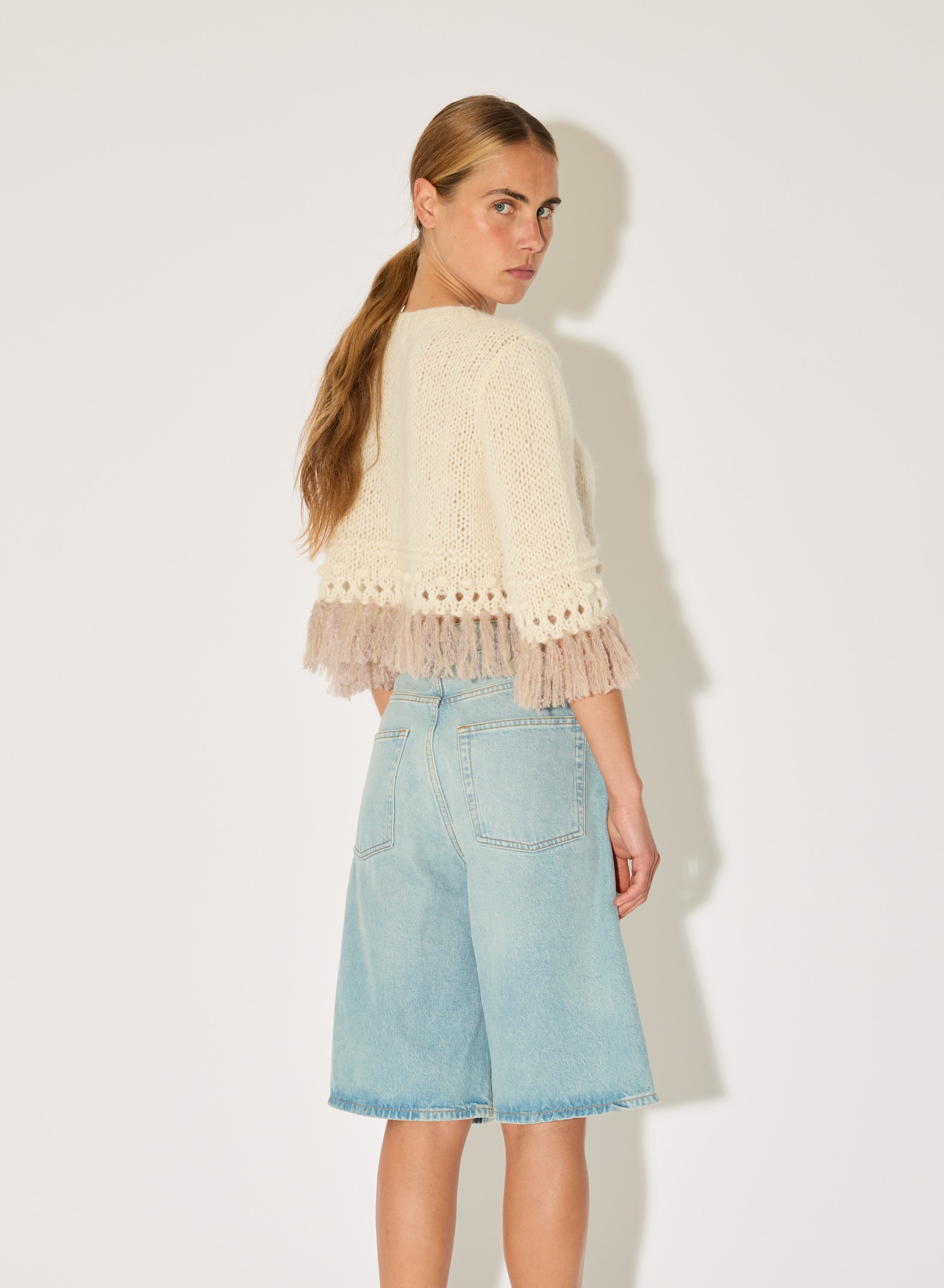 alpaca knit top with fringe hem Maiami