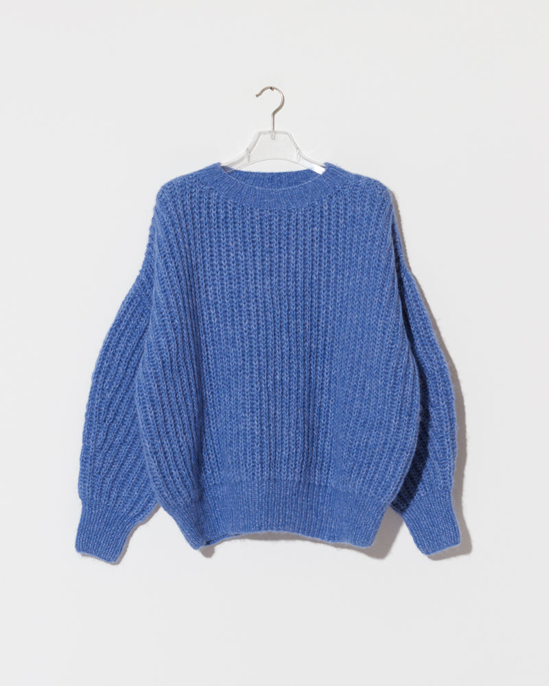 Ribbed Alpaca Sweater in Blue Melange by Maiami