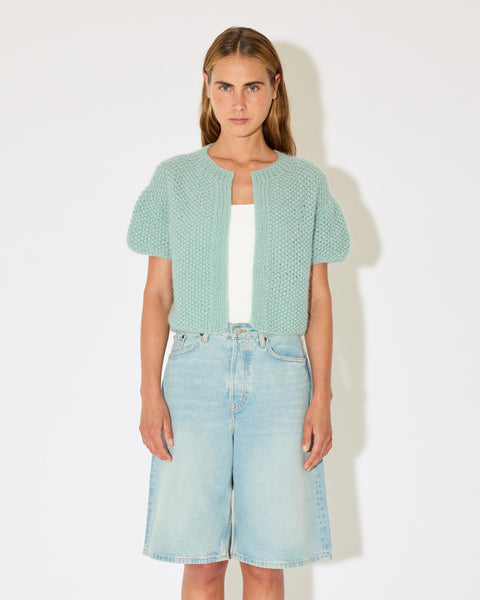 Chunky Alpaca Short Cardigan | Soft Textured Knit | Maiami