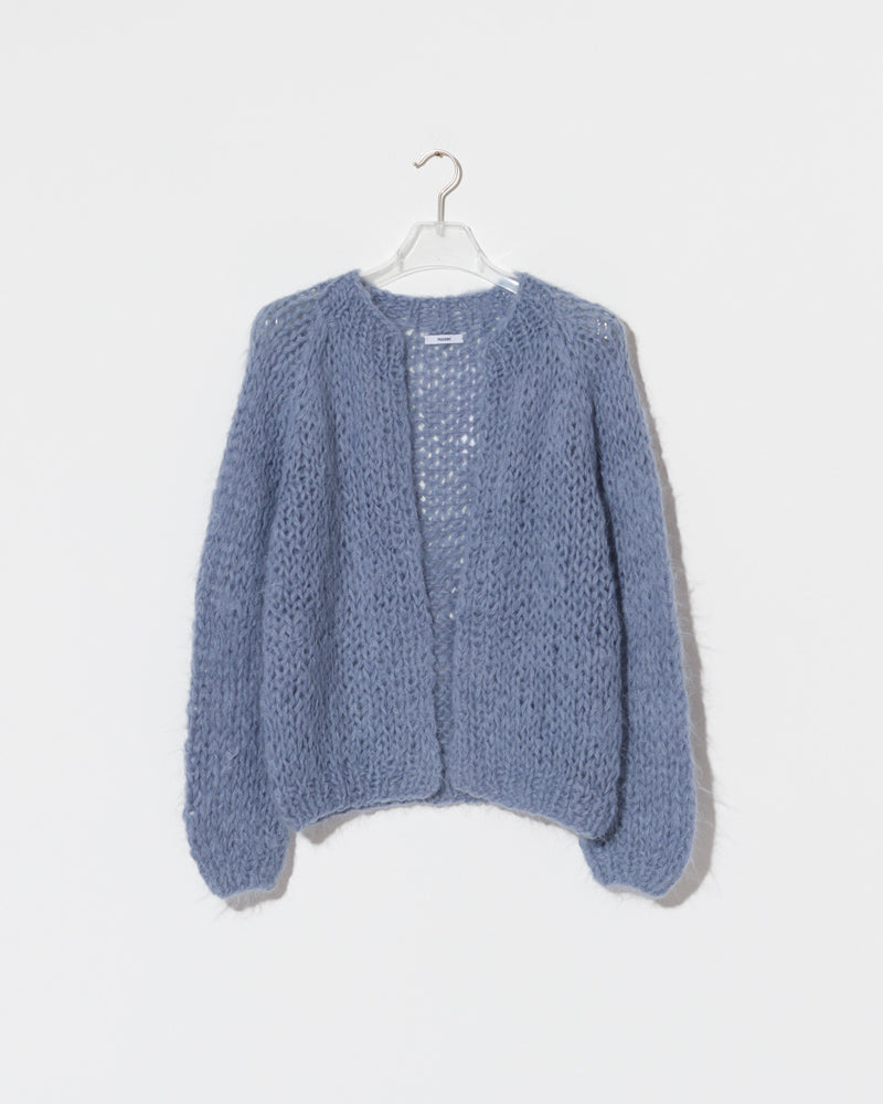 Alpaca Cardigan with slim-fit silhouette in Grey Blue by Maiami