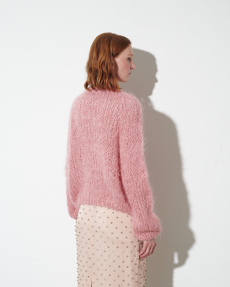 Alpaca Cardigan with slim-fit silhouette in Strawberry Cream by Maiami