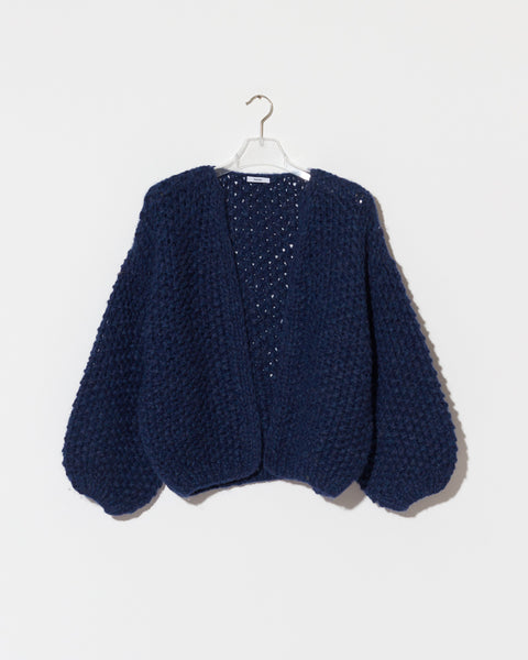 Chunky Alpaca Pearl Pattern Bomber Cardigan