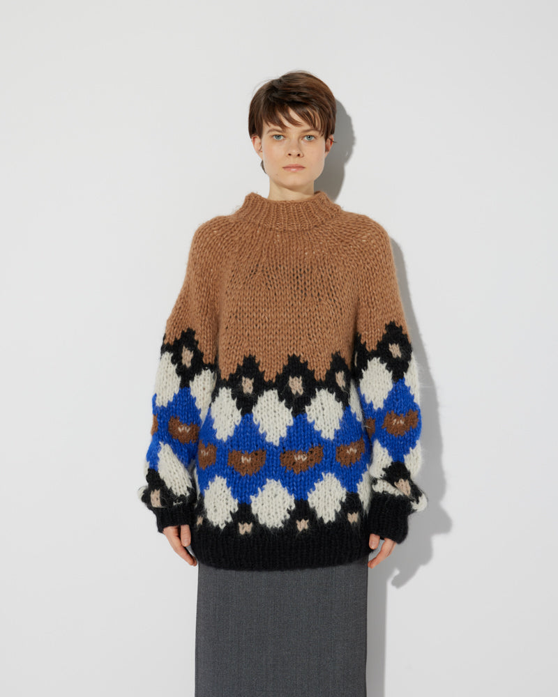 Alpaca Sweater with Norwegian sweater design detail by Maiami