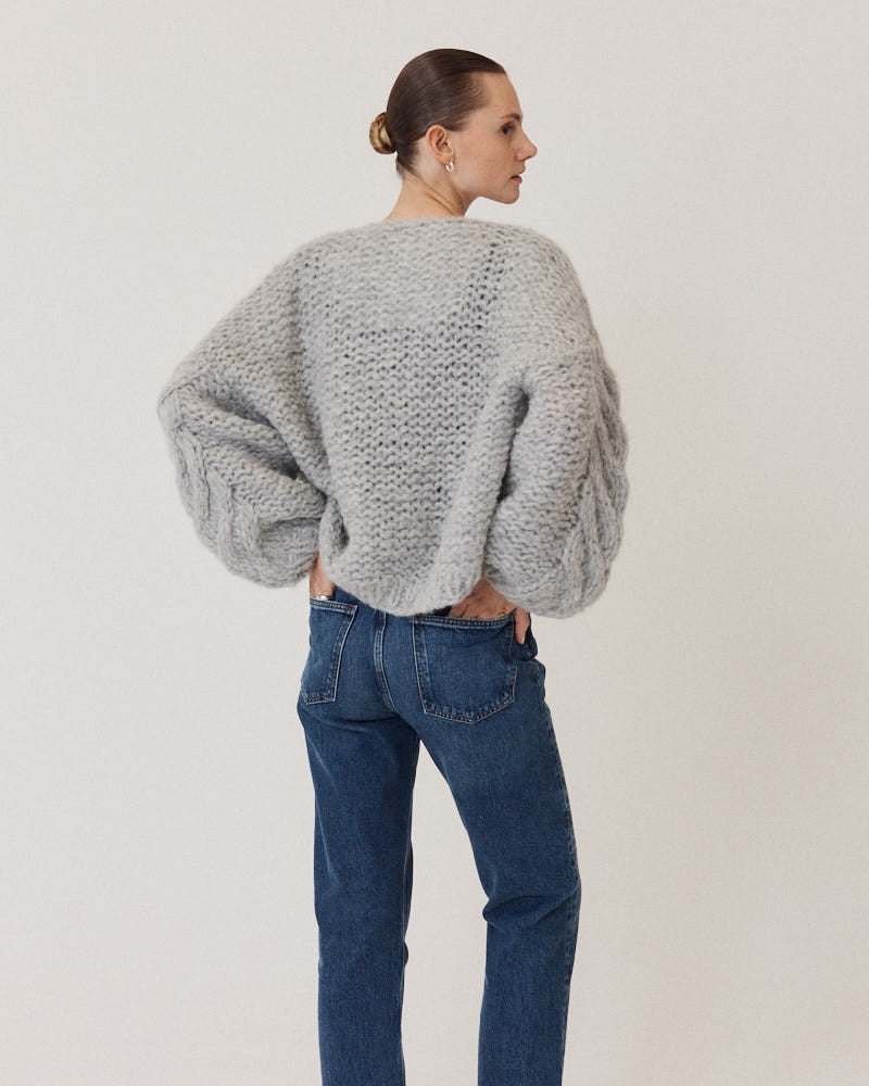 Fleecy Alpaca Cable Bomber Cardigan