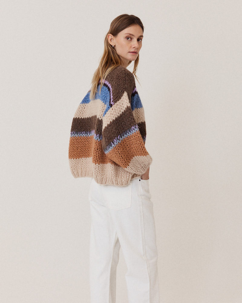 Preview: Chunky Alpaca Stripes Bomber Cardigan
